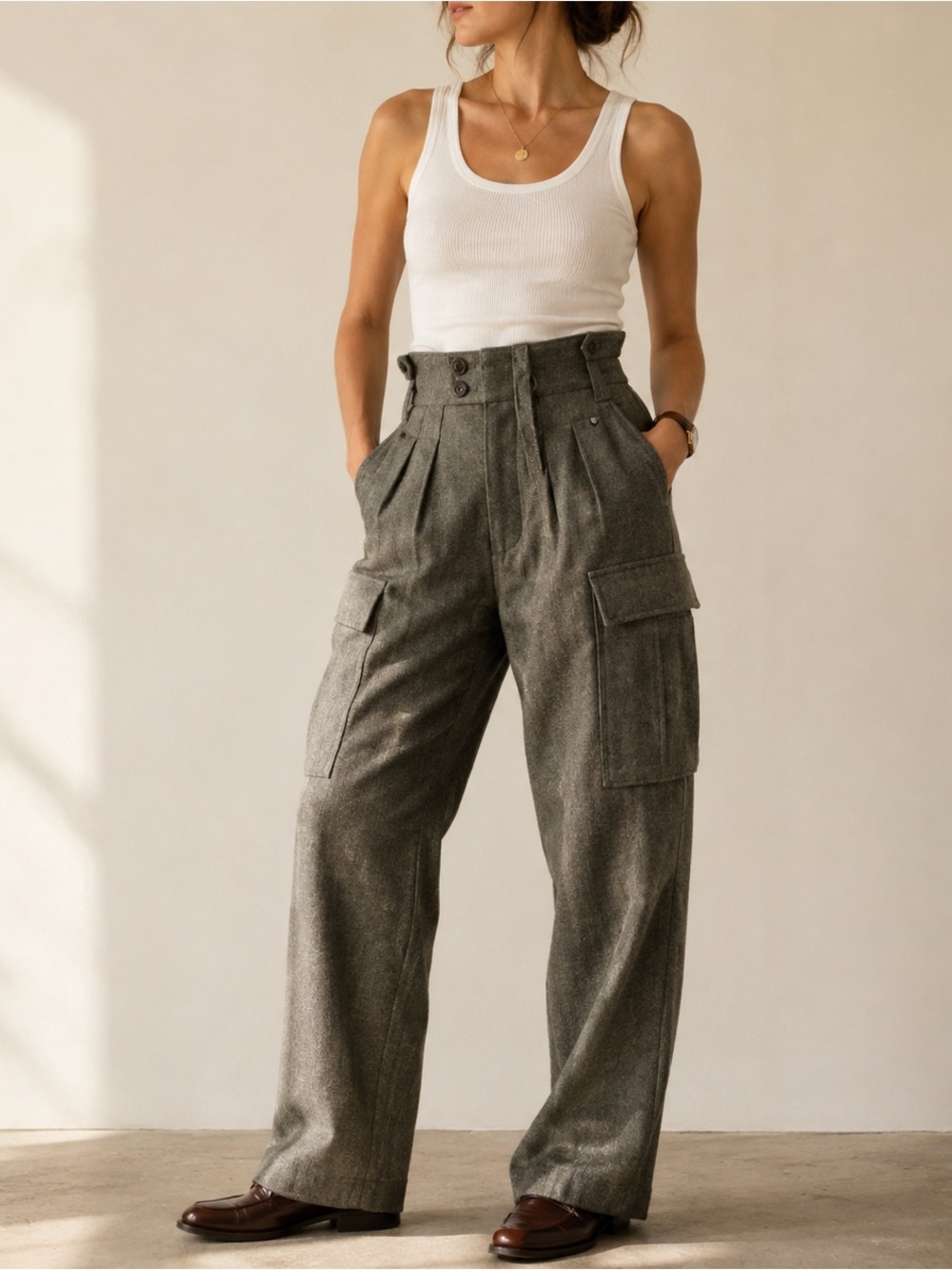 Vintage 60s West German Military Wool Cargo Pants Bundeswehr Olive Gray